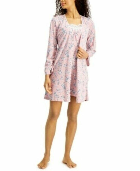 Charter Club Lace-Trim Nightgown & Robe Set Large Almond Flower 2XL